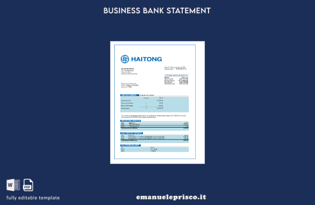stile verificato Modello di estratto conto bancario aziendale Haitong Securities